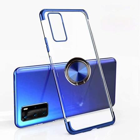Glatt deksel med ringholder - Huawei P40 Pro Blå