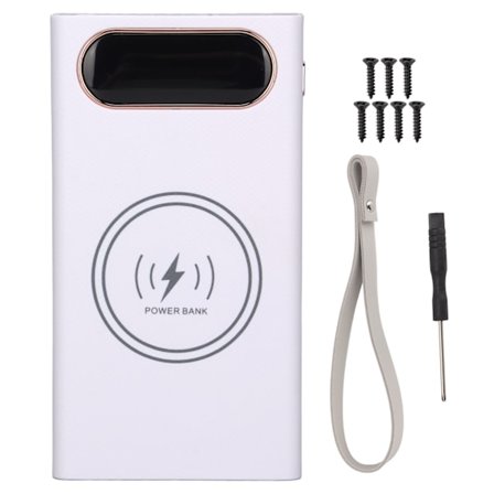 L12 Snabb Laddning Edition DIY Power Bank Kit 12 18650 Batterilåda 22.5W Kabelansluten med 15W Trådlös Vit