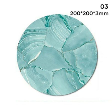 Rund musematte i marmor, premium tekstur, vaskbar, sklisikker gummi