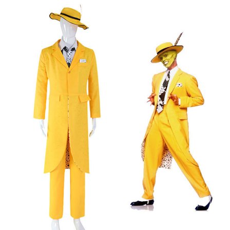 The Mask Jim Carrey Gul Dress Cosplay Kostyme Menn Uniform Antrekk Halloween Tw -a