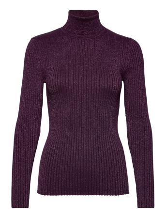 Slflydia Ls Knit Rollneck Lurex B Turtleneck Rullekravetrøje Burgundy Selected Femme