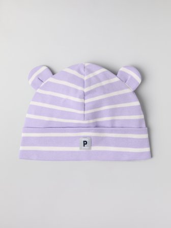 Polarn O. Pyret - Stripey beanie with ears - 44|46 - Childrenswear - purple