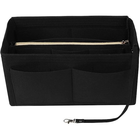 Multi-fack fast färg filt väska stor kapacitet sminkväska kvinnor resor stor sminkorganisatör toalettväska förvaringspåse handväska tote, svart