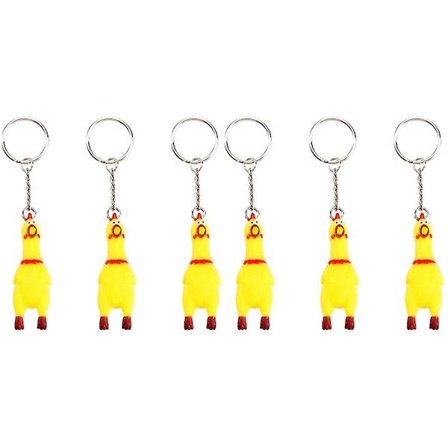 15 pakker klemme skrigende kylling nøglering sjov gul knirkende kylling vedhæng til nøgler tasker telefoner
