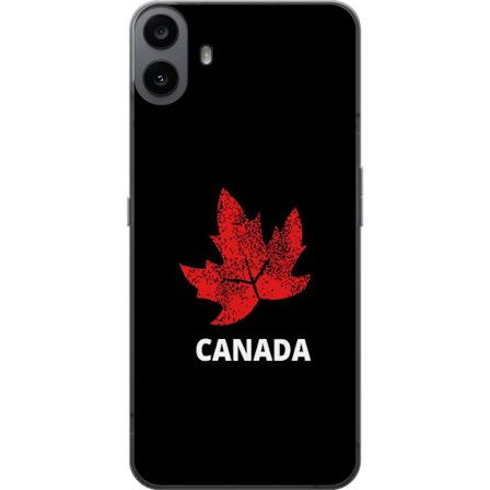 Kompatibelt Mobilskal till Nothing Nothing CMF Phone 1 Grafisk lönnlövssymbol i rött mot svart bakgrund med tydlig Kanadareferens och minimalistisk