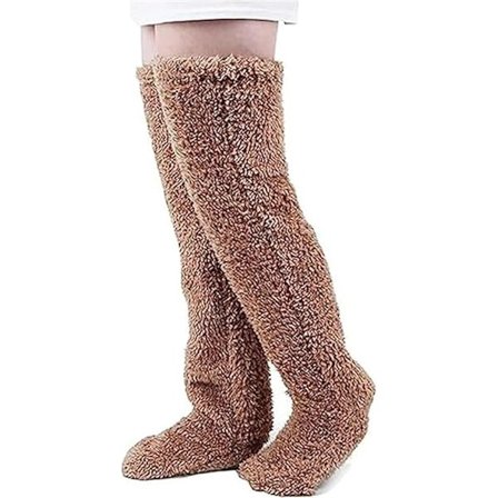 Teddy Legs Strømper, Hyggelige Strømper, Over Knee Høj Fuzzy Plys Tøffel Strømper, Varme Over Knee Fodtøj, Fuzzy Ben, Lange Fuzzy Strømper