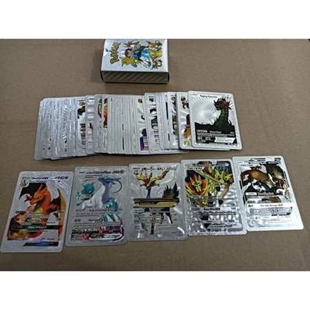 55 Guldkort [7 Vstar + 29 Vmax + 16 V + 2 GX + 1 fas] Samlarobjekt Glittrande Kort Barnpresent till Barn Silver Silver Silver.pa