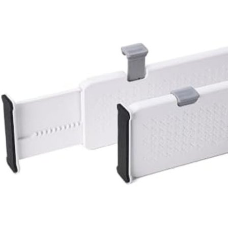4 STK Skuffeinddelere 10 cm Høje, 37,5 cm til 53 cm Justerbare Skuffeinddelere, Hvide Køkkenskuffeorganisatorer, Udtrækkelige Skuffeorganisatorer til 