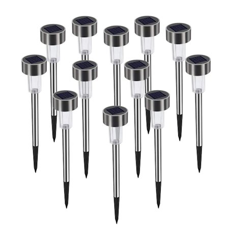 12-pak solcellebil-lys utendørs, kald hvit, vanntett IP65-ledning