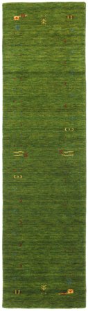Gabbeh Loom Frame 80X300 Small Green Runner Wool Rug