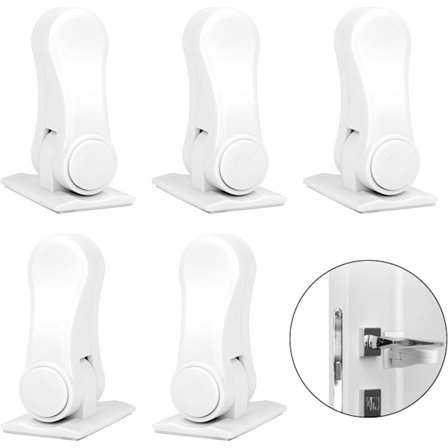 5 st Barnsäkerhetslås Självhäftande Säkerhetsdörrhandtag Lås Säkerhetslås Dörrstopp Roterande Handtag Dörrspak Lås