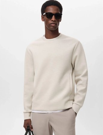 Mango Regular-Fit Thermolite Sweatshirt With Pocket - Beige - XL