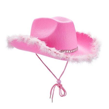 Naisten Tiara Cowgirl -hattu Lännen Teemajuhlat Hattu Tarvikkeet Disco Puku Cowboy-hattu Pinkki_QF