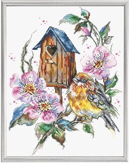 Broderikit Billede Fugle & Blomster - LetiStitch