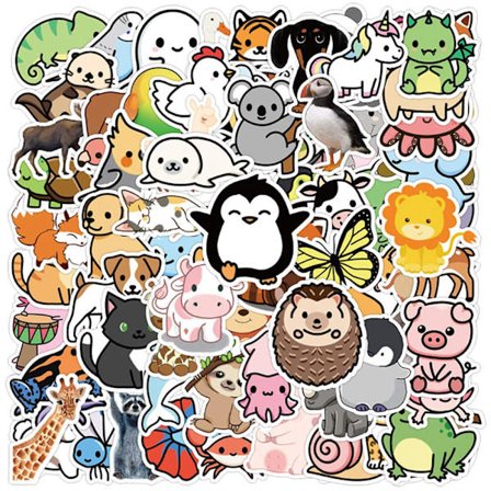 100 stk. søde dyre-klistermærker til børn, vandtætte vinyl-klistermærker til vandflasker, telefoner, skateboards, bærbare computere, æstetiske 