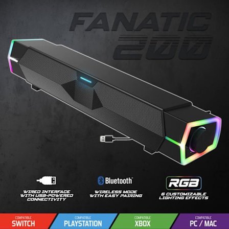 Trådløs RGB soundbar - SPIRIT OF GAMER - FANATIC 200 - 6W RMS - Bluetooth - 3D-lyd