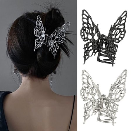 Metall flytande fjärilshårklämma SVART
