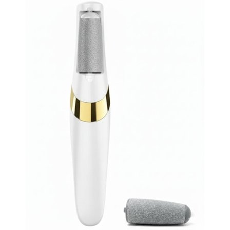 Elektrisk fotfil för förhårdnad hud - Tar bort döda hudceller, pedikyrverktyg, lindrar torr och sprucken hud, säker och smärtfri Vit