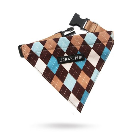 Urban Pup - Brown & Blue Argyle Bandana- Hundhalsband