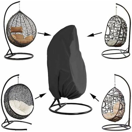 Hammling stolskydd trädgård rotting korg hängstol vattentät överdrag ägg överdrag stol vattentät dammtät - 190x115 (svart)