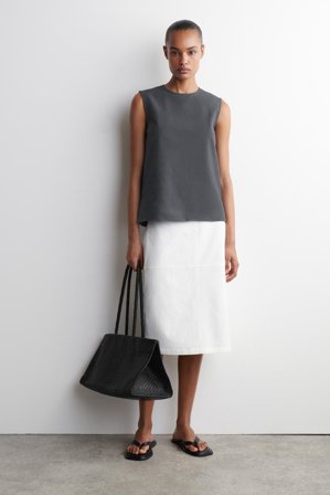 COS Bluzka Bez Rękawów Z Bawełny Seersucker in Szary