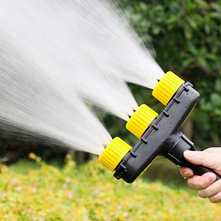 Tre-huvud munstycke för finfördelning av vattendimma, högtrycksmunstycke för bevattning av trädgårdar, konstbevattning av blommor och grönsaker, svart