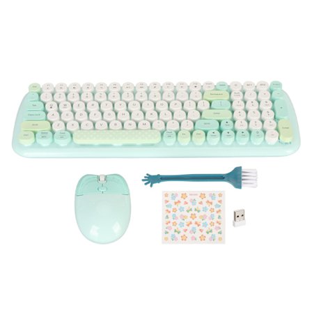Fargerikt trådløst skrivemaskintastatur og søt optisk mus for Windows PC bærbar datamaskin stasjonær datamaskin grønn