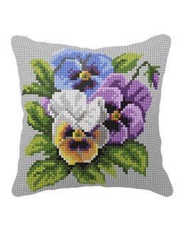 Stickpackung Kissen Stiefmütterchen - Orchidea