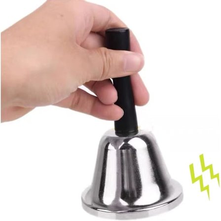 Handklocka i rostfritt stål, 14 cm hög klassisk silver handklocka receptionsklocka, handhållen hög klocka för bröllopsevenemangsdekoration