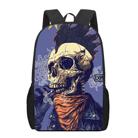 Punk rock -tyylinen 3D-tulostettu lasten koululaukku, lasten reppu tytöille ja pojille, oppilaan koululaukku