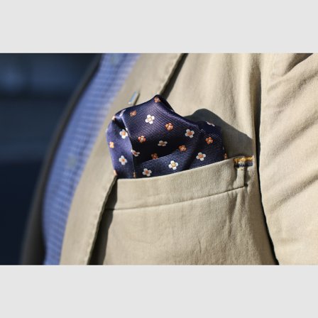 Pochette de costume bleue à motif floral pour hommes - Pochettes de costume à motifs