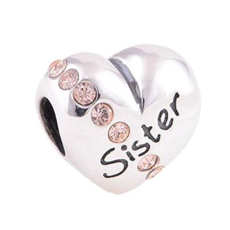 Berlock Sister - Passar Till Pandora Armband Ljusrosa