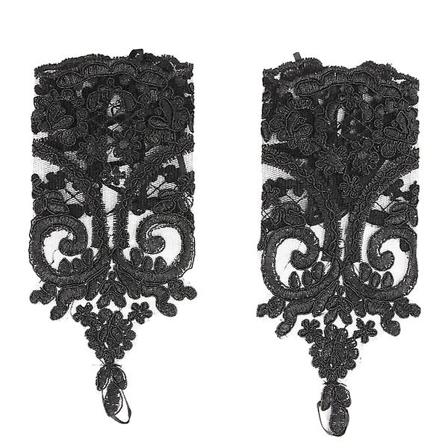 1 Par Brud Lace Frillet Falske Ermer Lace Broderte Hansker Brudkjole Tilbehør Svart 22X7cm Black 22X7cm