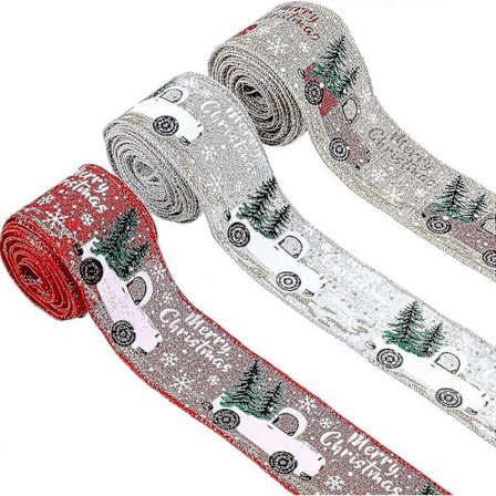 Jouluinen nauha, jossa on rautalanka reunus, Hyvää Joulua, 2" x 5 jaardia