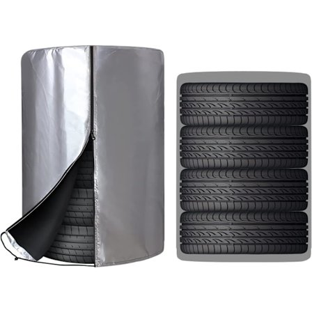 Bildæksel (65*90cm), vandtæt og støvtæt, sæsonbestemt dækopbevaringsdæksel, kan rumme 4 dæk, sølv 210D oxford-dæksel