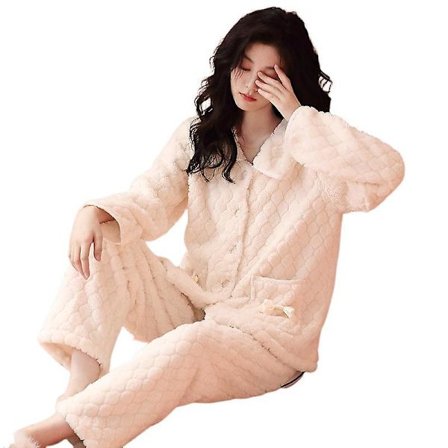 Dame Superblød Lyse Pink Knap Front Diamant Print Sengejakke (newway)