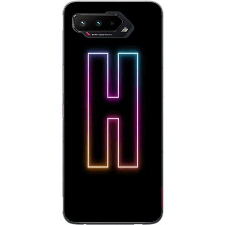 Kompatibelt Mobilskal till Asus Asus ROG Phone 5 Minimalistisk neonbokstav H i färgskiftande ljus mot svart bakgrund med modern typografisk känsla