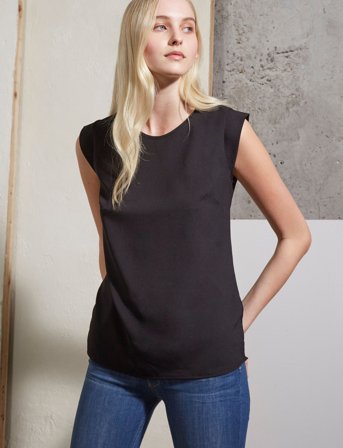 French Connection Polly Plains Cappedtee - Black - M
