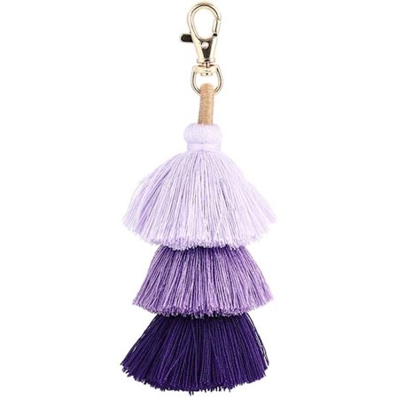 Färgglada tofsar charm nyckelring bil nyckelring hållare väska plånbok handväska ljus lila
