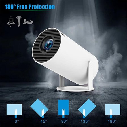 HY300 PRO Projektor 4K Android 11 Dual Wifi6 Allwinner H713 BT5.0 1280x720 Hemma Bio Utomhus Projektor