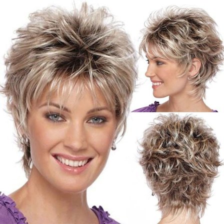 Naisten synteettiset kerroksiset lyhyet aaltoilevat kiharat peruukit hiukset Cosplay