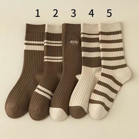 Stribede bomuldsstrømper Crew Sokker Damestrømper Farverige strømper