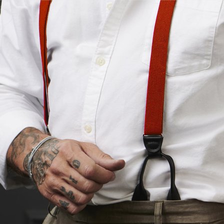 Smale Høyrøde Bukseseler med Knappefeste for menn - Bukseseler med knapper