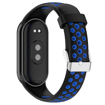Tvåfärgat silikonarmband för Xiaomi Smart Band 8, med rostfritt stålfäste