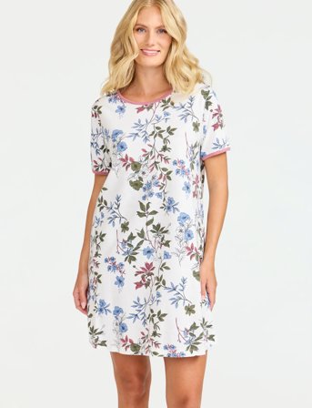 Damella of Sweden Nightdress Short Sl - White - L