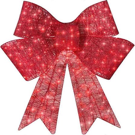Valaistu XL joulukoriste iso joulurusetti ulkokäyttöön LED-juhlapiha koriste valoilla, valaistu iso punainen rusettikoriste [D]