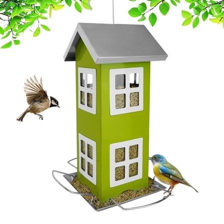 Hængende metalfuglehus med aftageligt tag