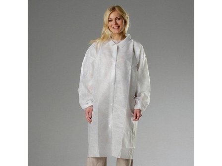 GRANBERG Besöksrock vit non-woven 100/fp - Lyreco - Skyddsutrustning - Engångskläder - Besöksrock
