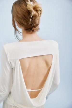 Premium Selection Haut drapé à dos profond - - Crème - S