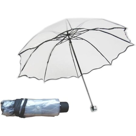 Leie Folding Paraply Kirsebærblomster Klar Paraply Se Gjennom Regn Folding Paraply for Kvinner Barn Jenter Lett Vindtett Kompakt Paraply